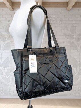 NEW ❤️ Lug Cabby Black Carryall Tote RFID Charm Bar